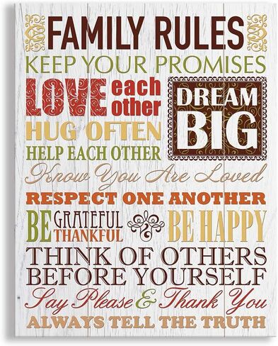 Kas Home Inspirational Motto Canvas Wall Art,Family Prints Signs Framed, Retro Artwork Decoration for Bedroom, Living Room, Home Wall Decor (12 x 15 inch, Rules - L) in Saudi Arabia