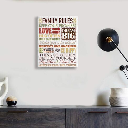 Kas Home Inspirational Motto Canvas Wall Art,Family Prints Signs Framed, Retro Artwork Decoration for Bedroom, Living Room, Home Wall Decor (12 x 15 inch, Rules - L) in Saudi Arabia