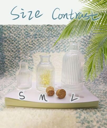 عبوة من 6 زجاجات صغيرة شفافة مع سدادة فلين، زجاجات تخزين صغيرة مزخرفة لبرطمانات توابل بوردر للصوص بالحاوية المائية، زجاجة زيوت عطرية بخاصية إطلاق الروائح العلاجية (50 مل) in Kuwait