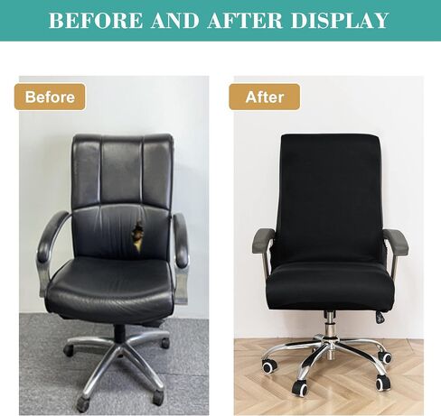 Office Chair Cover- Large, Black- Removable Computer Chair Cover for Office Chair with Zipper for Universal Rotating Chair Desk Chair Cover High Back Chair Seat Washable Protector for Pets in Saudi Arabia