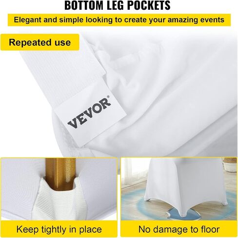 VEVOR 100 Pcs White Chair Covers Polyester Spandex Chair Cover Stretch Slipcovers for Wedding Party Dining Banquet Flat-Front Chair Covers in Saudi Arabia
