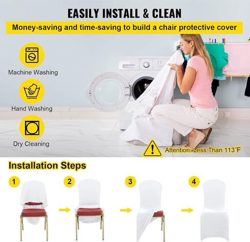 VEVOR 100 Pcs White Chair Covers Polyester Spandex Chair Cover Stretch Slipcovers for Wedding Party Dining Banquet Flat-Front Chair Covers in Saudi Arabia