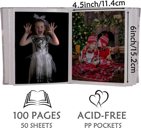 Small Photo Album for Kids, 100 Pockets 4x6 Bookshelf Baby Picture Album, Slip-in Linen Cover Photo Book for Family(Bear) in Kuwait