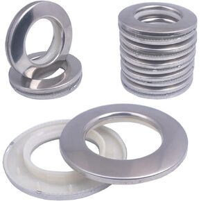 10 عبوات من حلقات الستائر المصنوعة من الفولاذ المقاوم للصدأ، 2 في 1 حلقات معدنية للستائر، حلقات معدنية من بلاستيك أكريلونتريل بوتادين ستايرين، قطر داخلي 1.65 بوصة 42 مم لشريط ستائر النوافذ (عبوة من 10 قطع فضية) in Kuwait