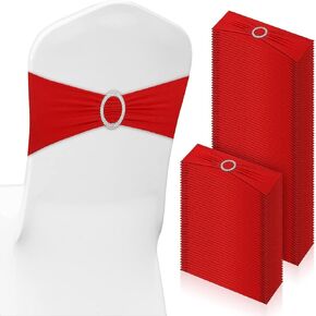 100PCS Spandex Stretch Chair Sashes Bows Elastic Chair Cover Bands Ties with Buckle Slider for Wedding Party Reception Events Universal Ceremony Banquet Decorations(Royal Blue)