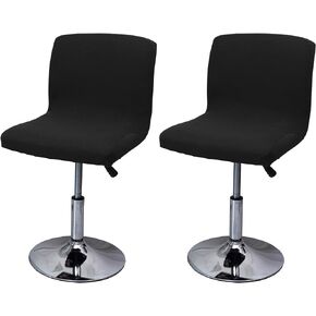 WOMACO Bar Stool Cover with Back Printed Dining Room Square Swivel Barstool Chair Seat Cushion Slipcover for Counter Height Mid Low Back Chair Protector (2, Black) in Saudi Arabia