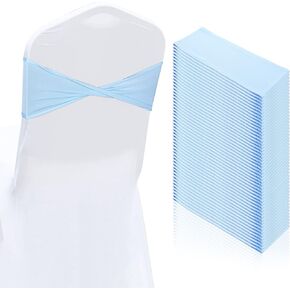 50 Pcs Spandex Chair Sashes Chair without Buckle Baby Shower Plain Bow Sash Light Sash Stretch Bow for Chair Elastic Chair Bands Ties for Wedding Banquet Hotel Party Events Decoration (Blue)