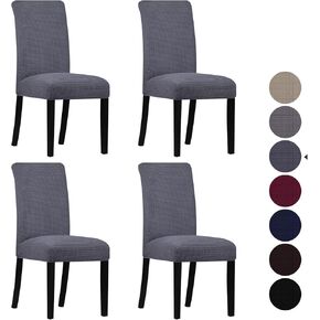 Leorate Dining Chair Covers Stretch Chair Covers Parsons Chair Slipcover Removable Washable Kitchen Chair Covers for Dining Room Set of 4, Black