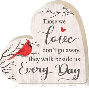 Sympathy Gift Memorial Heart Present for Loss of Loved One Wooden Remembrance Bereavement Gift Condolence Sign Loss of Father Mother Son Brother Decor 6.3 x 6 x 0.7 Inches (Cardinal Style) in Kuwait