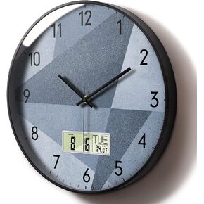 Modern Digital Wall Clock Battery Operated with Temperature Green Forest Non-Ticking Clock with Date and Week Temperature Large Display for Bathroom Bedroom Living Room Farmhouse Decor 12 Inch in Saudi Arabia