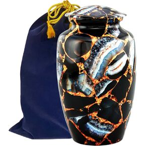Large Cremation Urn | Handcrafted Marble Finish Adult Cremation Urn | Funeral and Memorial Cremation Urns for Human Ashes up to 200 lbs with Velvet Bag (Blue Marsh) in Saudi Arabia