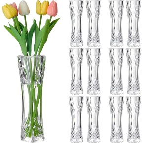 12 Pcs Acrylic Glass Bud Vases for Centerpiece Christmas Clear Plastic Bud Vase Crystal Acrylic Vase Small Break Resistant Flower Vase for Rose Home Decoration (Classic, 2.17 x 5.91 Inch) in Saudi Arabia