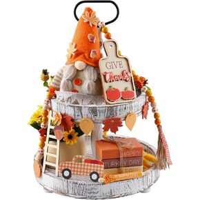 13 قطعة من صواني الخريف المتدرجة ديكور صينية عيد الشكر اليقطين ديكور شاحنة جنوم لافتة خشبية ريفية ديكور منزل المزرعة ديكورات عيد الشكر للمنزل التوابل كتاب مكدس للطاولة والمطبخ in Kuwait