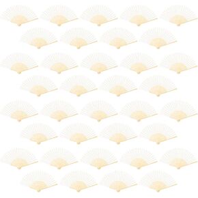 URATOT 48 Pieces Folding Fans Silk Bamboo Folding Fans Handheld Fans for Wedding, Party Decoration (Assorted Colors)