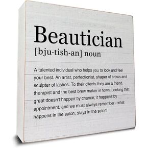 Beautician Gifts Beautician Definition Art Wooden Box Sign Desk Decorative Wooden Sign Home Office Salon Decor 5 x 5 Inches in Saudi Arabia