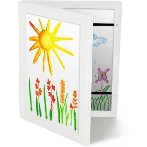 Americanflat 8.5x11 Kids Art Frame - Front Loading Picture Frame - Hanging Hardware and Built-in Easel Included for Wall and Tabletop Display - My Mini Masterpiece - Holds 100 Artworks - Black