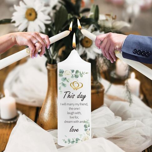 Unity Wedding Candles Ceremony Set, Include Glass Candlesticks Holders Stand, Tapered White Pillar Candles, Anniversary Wall Decor Cross Religious Bible Cards, Cool Wedding Gifts for Couple in Kuwait