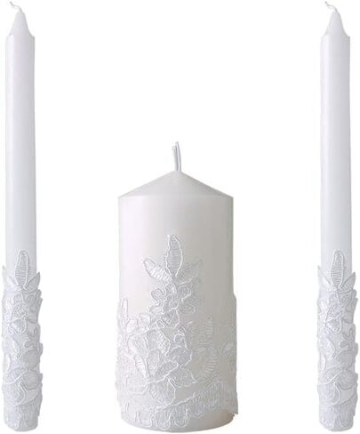 مجموعة شموع من يونيتي لحفلات الزفاف، اكسسوارات الزفاف لحفلات الاستقبال - هدايا الزفاف - مجموعات الشموع - عمود 5.5 انش واثنين من مدببين 9.8 انش in Kuwait