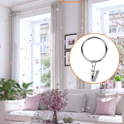 حلقات مشابك ستائر معدنية مطلية بالنيكل 60 قطعة من كيسمي، (1.25 بوصة، فضي) in Kuwait