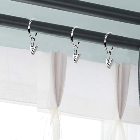 حلقات مشابك ستائر معدنية مطلية بالنيكل 60 قطعة من كيسمي، (1.25 بوصة، فضي) in Kuwait