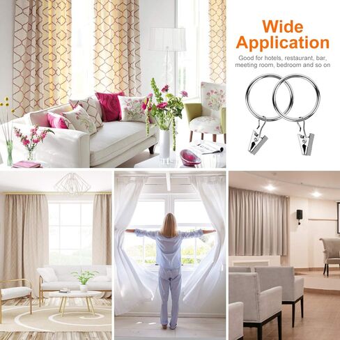 حلقات مشابك ستائر معدنية مطلية بالنيكل 60 قطعة من كيسمي، (1.25 بوصة، فضي) in Kuwait