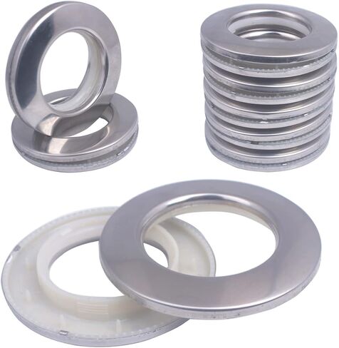 10 عبوات من حلقات الستائر المصنوعة من الفولاذ المقاوم للصدأ، 2 في 1 حلقات معدنية للستائر، حلقات معدنية من بلاستيك أكريلونتريل بوتادين ستايرين، قطر داخلي 1.65 بوصة 42 مم لشريط ستائر النوافذ (عبوة من 10 قطع فضية) in Kuwait