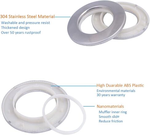 10 عبوات من حلقات الستائر المصنوعة من الفولاذ المقاوم للصدأ، 2 في 1 حلقات معدنية للستائر، حلقات معدنية من بلاستيك أكريلونتريل بوتادين ستايرين، قطر داخلي 1.65 بوصة 42 مم لشريط ستائر النوافذ (عبوة من 10 قطع فضية) in Kuwait