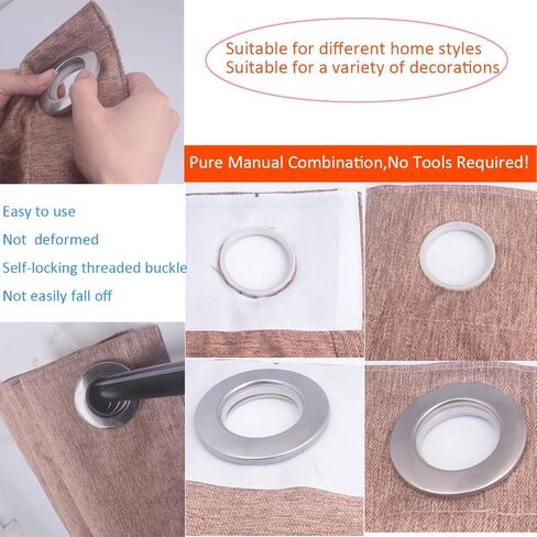 10 عبوات من حلقات الستائر المصنوعة من الفولاذ المقاوم للصدأ، 2 في 1 حلقات معدنية للستائر، حلقات معدنية من بلاستيك أكريلونتريل بوتادين ستايرين، قطر داخلي 1.65 بوصة 42 مم لشريط ستائر النوافذ (عبوة من 10 قطع فضية) in Kuwait