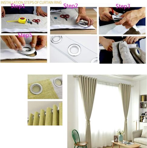10 عبوات من حلقات الستائر المصنوعة من الفولاذ المقاوم للصدأ، 2 في 1 حلقات معدنية للستائر، حلقات معدنية من بلاستيك أكريلونتريل بوتادين ستايرين، قطر داخلي 1.65 بوصة 42 مم لشريط ستائر النوافذ (عبوة من 10 قطع فضية) in Kuwait
