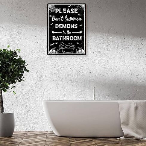 Witchy Bathroom Metal Sign - Dark Humor No Soliciting Signs, Spooky Home Decor Aesthetic Aluminum Rust Free 9" X 11", Pre-Drilled Holes, Weather Resistant in Kuwait