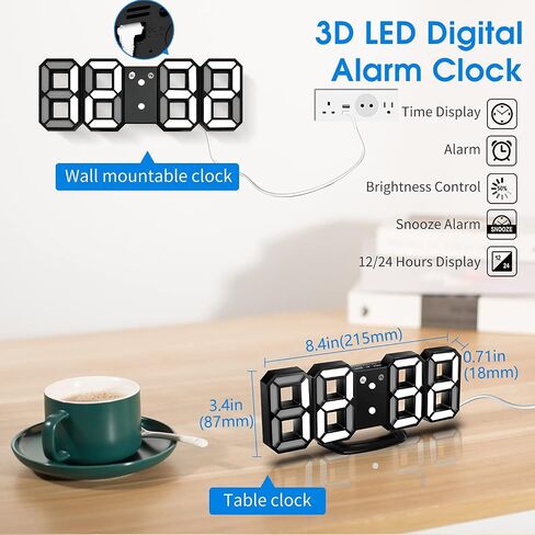 ساعة CENTOLLA LED، ساعة حائط LED بجهاز تحكم عن بعد مقاس 14.8 بوصة مع وظائف متعددة، سطوع تلقائي وساعة حائط رقمية كبيرة للمنزل/المكتب in Kuwait