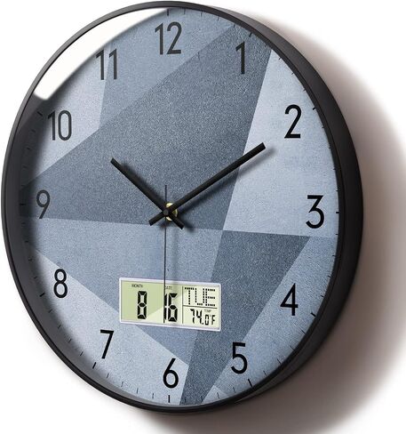 Modern Digital Wall Clock Battery Operated with Temperature Green Forest Non-Ticking Clock with Date and Week Temperature Large Display for Bathroom Bedroom Living Room Farmhouse Decor 12 Inch in Kuwait