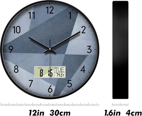 Modern Digital Wall Clock Battery Operated with Temperature Green Forest Non-Ticking Clock with Date and Week Temperature Large Display for Bathroom Bedroom Living Room Farmhouse Decor 12 Inch in Kuwait