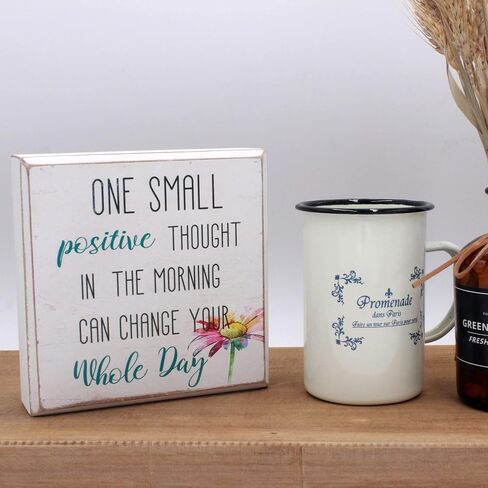 Wartter 6 Inch Decorative Wooden Box Sign - One Small Positive Thought In The Morning Can Change Your Whole Day in Saudi Arabia