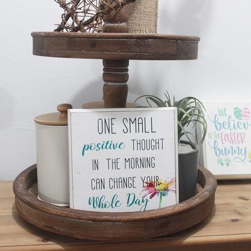 Wartter 6 Inch Decorative Wooden Box Sign - One Small Positive Thought In The Morning Can Change Your Whole Day in Saudi Arabia