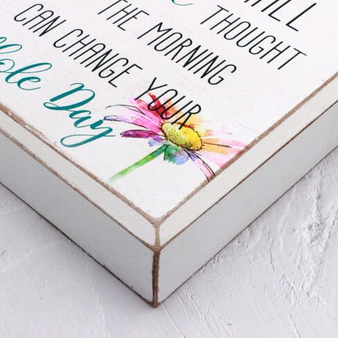 Wartter 6 Inch Decorative Wooden Box Sign - One Small Positive Thought In The Morning Can Change Your Whole Day in Saudi Arabia