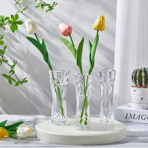 12 Pcs Acrylic Glass Bud Vases for Centerpiece Christmas Clear Plastic Bud Vase Crystal Acrylic Vase Small Break Resistant Flower Vase for Rose Home Decoration (Classic, 2.17 x 5.91 Inch) in Kuwait