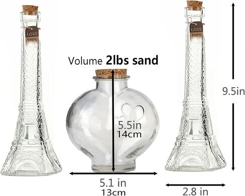 CHENGXINWENHUA Unity Sand Set for Weddings Sand Ceremony Kit Handmade Decorative Jar Vase with Sand(2lbs) (Heart vase (2lb), Colour E) in Saudi Arabia