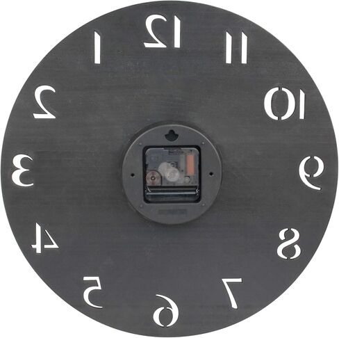 Stonebriar Modern Natural Wood 14 Inch Round Hanging Wall Clock with Cut Out Numbers, Battery Operated, Dark Brown in Saudi Arabia