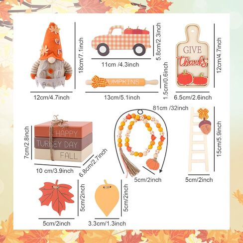 13 قطعة من صواني الخريف المتدرجة ديكور صينية عيد الشكر اليقطين ديكور شاحنة جنوم لافتة خشبية ريفية ديكور منزل المزرعة ديكورات عيد الشكر للمنزل التوابل كتاب مكدس للطاولة والمطبخ in Kuwait