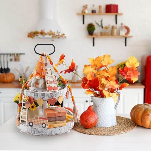 13 قطعة من صواني الخريف المتدرجة ديكور صينية عيد الشكر اليقطين ديكور شاحنة جنوم لافتة خشبية ريفية ديكور منزل المزرعة ديكورات عيد الشكر للمنزل التوابل كتاب مكدس للطاولة والمطبخ in Kuwait