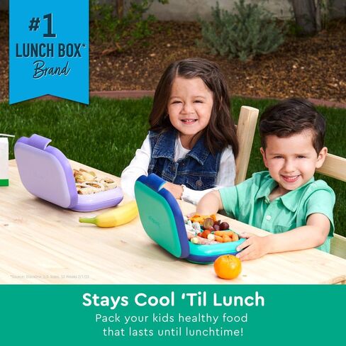 صندوق غداء Bentgo® Kids Chill - صندوق بينتو مانع للتسرب مع علبة ثلج قابلة للإزالة و4 أقسام للوجبات أثناء التنقل - آمن للاستخدام في الميكروويف وغسالة الأطباق، تصميم حاصل على براءة اختراع، ضمان لمدة عامين (أخضر/كحلي) in Kuwait