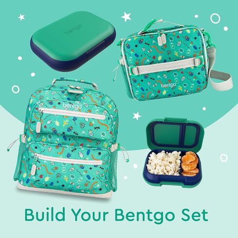 صندوق غداء Bentgo® Kids Chill - صندوق بينتو مانع للتسرب مع علبة ثلج قابلة للإزالة و4 أقسام للوجبات أثناء التنقل - آمن للاستخدام في الميكروويف وغسالة الأطباق، تصميم حاصل على براءة اختراع، ضمان لمدة عامين (أخضر/كحلي) in Kuwait