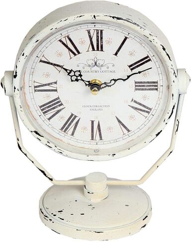 Lily's Home Antique Inspired Decorative Mantle Clock with Large Roman Numerals, Battery Powered with Quartz Movement, Fits with Victorian or Antique Décor Theme, White in Saudi Arabia