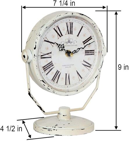 Lily's Home Antique Inspired Decorative Mantle Clock with Large Roman Numerals, Battery Powered with Quartz Movement, Fits with Victorian or Antique Décor Theme, White in Saudi Arabia