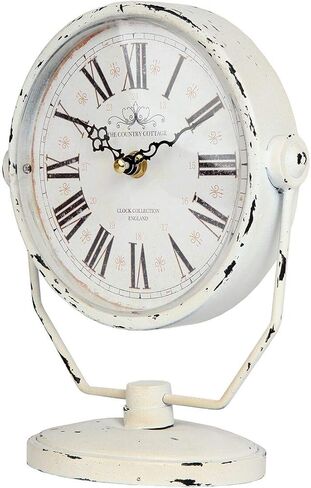 Lily's Home Antique Inspired Decorative Mantle Clock with Large Roman Numerals, Battery Powered with Quartz Movement, Fits with Victorian or Antique Décor Theme, White in Saudi Arabia