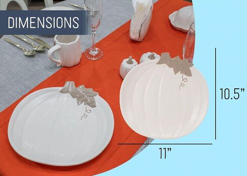 Nat & Jules Pumpkin Shaped 11 x 10.5 Inch Ceramic Large Serving Platter: Perfect for Thanksgiving, Halloween and Indoor Fall Table Décor & Centerpieces, Orange in Kuwait