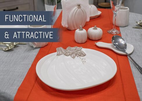 Nat & Jules Pumpkin Shaped 11 x 10.5 Inch Ceramic Large Serving Platter: Perfect for Thanksgiving, Halloween and Indoor Fall Table Décor & Centerpieces, Orange in Kuwait