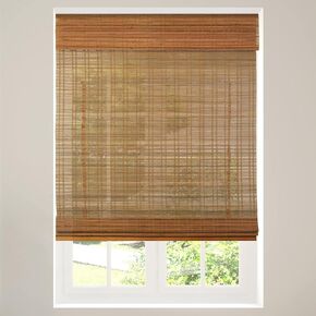 CALYX INTERIORS Cordless Bamboo Roman Shade Blind, Light Filtering, 26.5" W x 48" H, Ceylon Chestnut