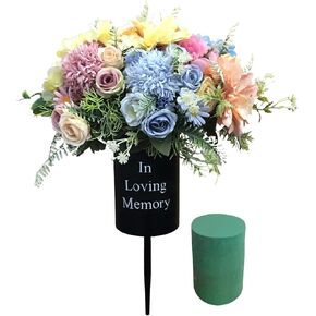 New Designed Metal Grave Vase Flower Holder in ground Cemetery Vase Grave Decoration with Floral Foam